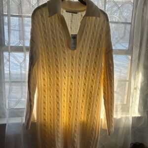 Abercrombie & Fitch Cream Cable Knit Dress